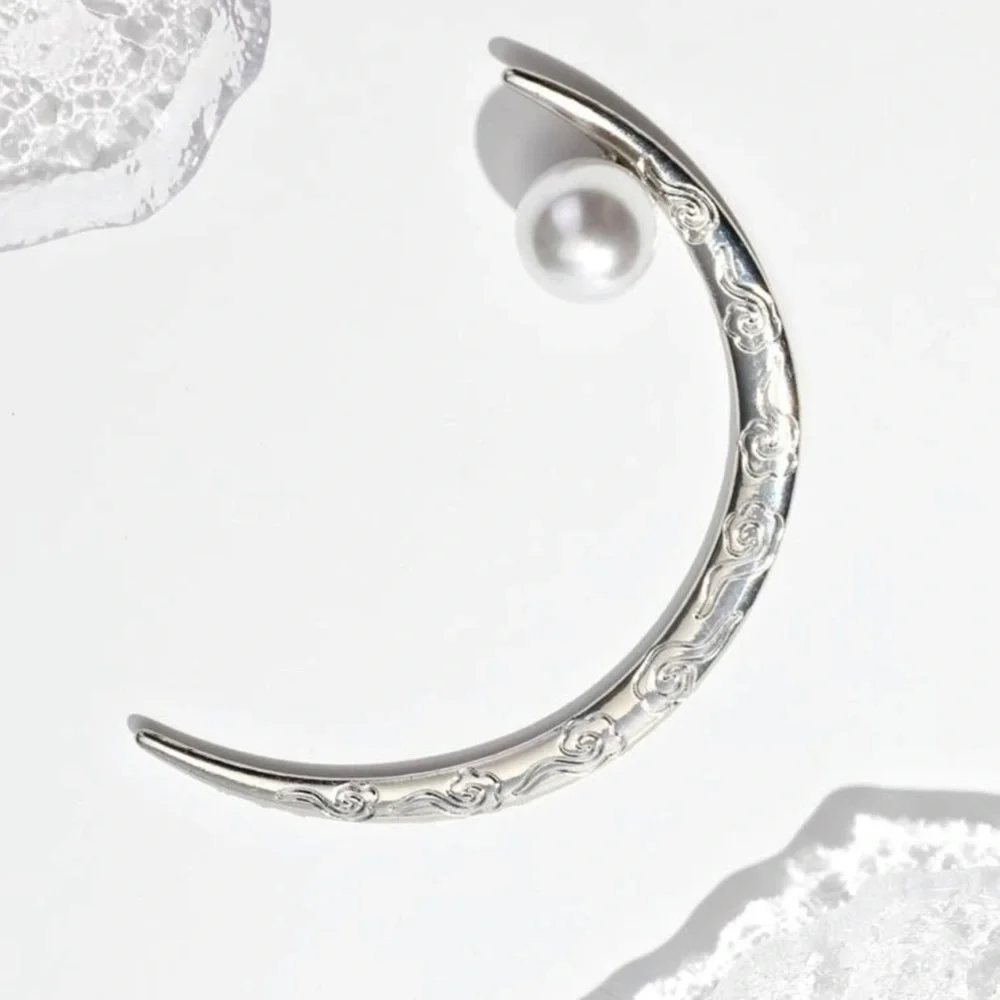 ❀ Elegant Half Moon Faux Pearl Hair Pin Jewelry - Picture 5 of 6